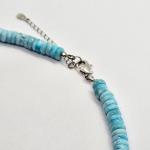 Collier Larimar Button 6mm, Verschluss Silber rhodiniert  43cm mit Verlängerungskette 47cm
