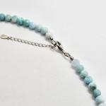 Collier Larimar Kugel, facettiert 5mm, Verschluss Silber rhodiniert 43cm mit Verlängerungskette 47cm