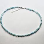 Collier Larimar Kugel, facettiert 5mm, Verschluss Silber rhodiniert 43cm mit Verlängerungskette 47cm