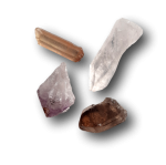 Bergkristall und Lebenszyklen (4 Varietäten) - Bergkristall, Rauchquarz, Citrin, Amethyst